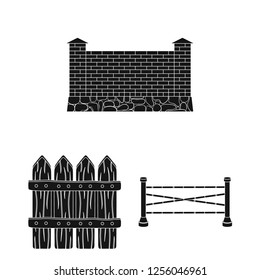 Vector design of gate and fence symbol. Collection of gate and wall vector icon for stock.