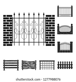 Vector design of gate and fence symbol. Collection of gate and wall stock vector illustration.