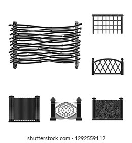 Vector design of gate and fence symbol. Collection of gate and wall stock vector illustration.