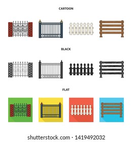 Vector design of gate and fence symbol. Set of gate and wall stock vector illustration.