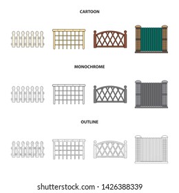 Vector design of gate and fence symbol. Set of gate and wall stock vector illustration.