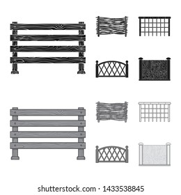 Vector design of gate and fence symbol. Collection of gate and wall stock vector illustration.