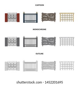 Vector design of gate and fence symbol. Collection of gate and wall vector icon for stock.