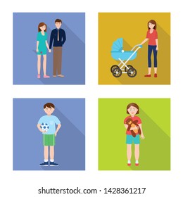 Vector design of generation and happy sign. Collection of generation and avatar vector icon for stock.