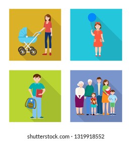 Vector design of generation  and happy  symbol. Collection of generation  and avatar  stock symbol for web.