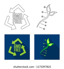 Vector design of genetic and plant icon. Collection of genetic and biotechnology stock vector illustration.