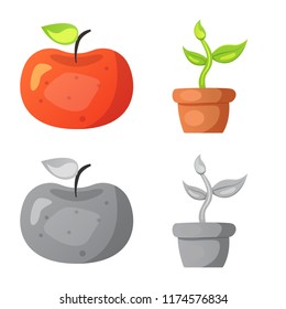 Vector design of genetic and plant icon. Collection of genetic and biotechnology stock symbol for web.