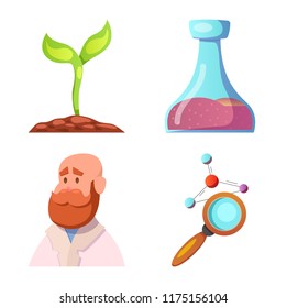Vector design of genetic and plant icon. Collection of genetic and biotechnology vector icon for stock.