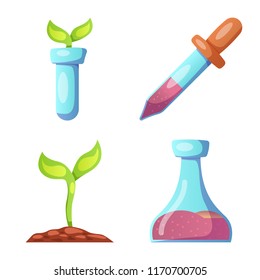 Vector design of genetic and plant logo. Set of genetic and biotechnology vector icon for stock.