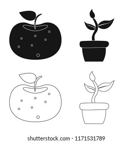 Vector design of genetic and plant logo. Set of genetic and biotechnology stock symbol for web.