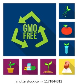 Vector design of genetic and plant logo. Set of genetic and biotechnology stock vector illustration.