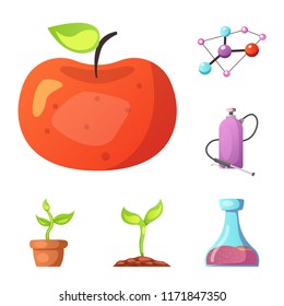 Vector design of genetic and plant logo. Collection of genetic and biotechnology stock vector illustration.