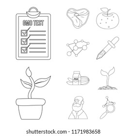Vector design of genetic and plant logo. Set of genetic and biotechnology stock symbol for web.