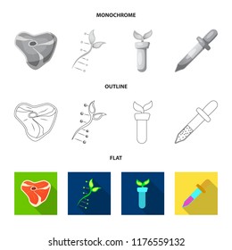 Vector design of genetic and plant logo. Set of genetic and biotechnology vector icon for stock.