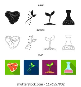 Vector design of genetic and plant sign. Collection of genetic and biotechnology vector icon for stock.