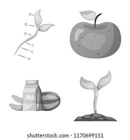 Vector design of genetic and plant symbol. Set of genetic and biotechnology stock vector illustration.