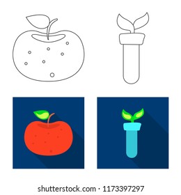 Vector design of genetic and plant symbol. Set of genetic and biotechnology vector icon for stock.