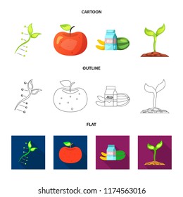 Vector design of genetic and plant symbol. Collection of genetic and biotechnology vector icon for stock.