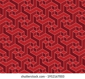Vector design of geometric pattern with three-dimensional shape, three-dimensional effect pattern for textile