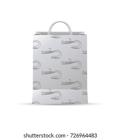 vector design of gift bag with Fishing lure draw pattern 