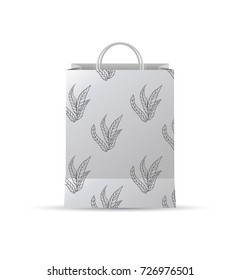 vector design of gift bag with leaf draw pattern 