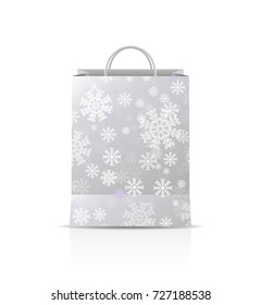vector design of gift bag with print of falling snow