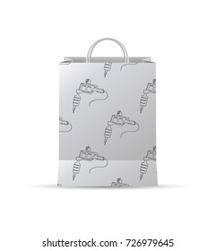 vector design of gift bag with tattoo gun draw pattern 
