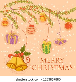 Vector design of Gift for Merry Christmas Holiday celebration background
