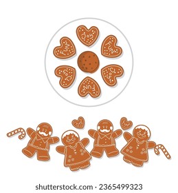 vector design of gingerbread cookies character for christmas and season greetings.