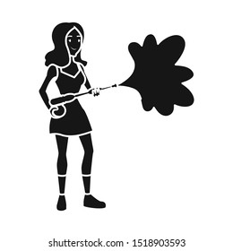 Vector design of girl and automobile symbol. Graphic of girl and wash stock symbol for web.