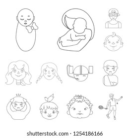 Vector design of girl and boy  icon. Set of girl and school stock symbol for web.