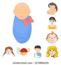 Vector design of girl and boy  icon. Set of girl and school vector icon for stock.
