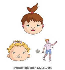 Vector design of girl and boy  icon. Collection of girl and school vector icon for stock.