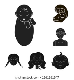 Vector design of girl and boy  logo. Set of girl and school vector icon for stock.