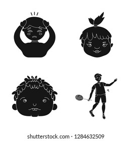 Vector design of girl and boy  logo. Collection of girl and school stock vector illustration.