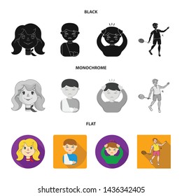 Vector design of girl and boy logo. Set of girl and school stock vector illustration.