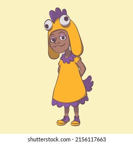 Vector design of a girl in a chicken costume
