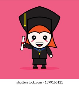 VECTOR DESIGN GIRL GRADUATION MASCOT