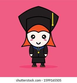 VECTOR DESIGN GIRL GRADUATION MASCOT