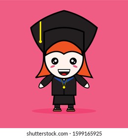 VECTOR DESIGN GIRL GRADUATION MASCOT