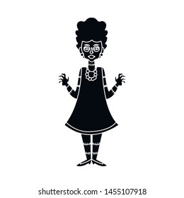 Vector design of girl and green icon. Collection of girl and zombie stock symbol for web.