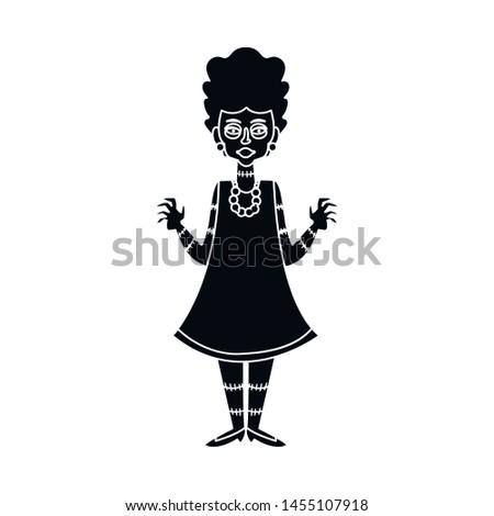 Vector design of girl and green icon. Collection of girl and zombie stock symbol for web.
