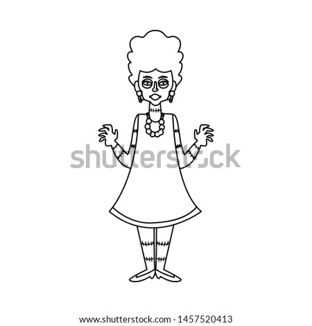 Vector design of girl and green icon. Set of girl and zombie vector icon for stock.