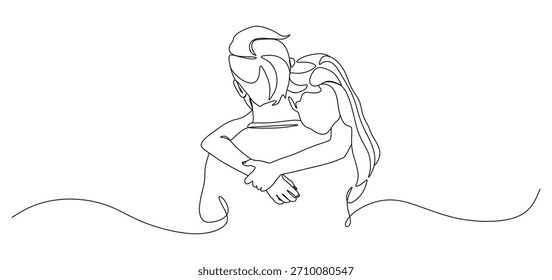 vector design of a girl hugging her father