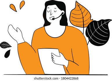 Vector Design- Girl/women helping customer | consulting facilities