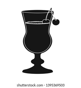Vector design of glass and chocolate sign. Set of glass and cherry stock symbol for web.