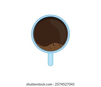 vector design of a glass containing a coffee drink seen from above on a blue background