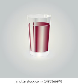 Vector design of a glass filled with a red beverage.