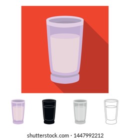 Vector design of glass and milk icon. Collection of glass and cup vector icon for stock.