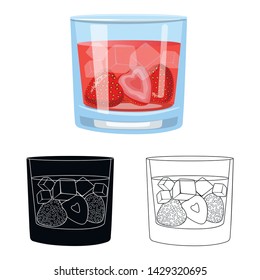 Vector design of glass and strawberry logo. Set of glass and glass vector icon for stock.